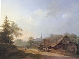 Barend Cornelis Koekkoek A Cart on a Country Road in Summertime painting